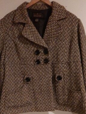 Fenn Wright Manson Tweed Peacoat in Brown and Black